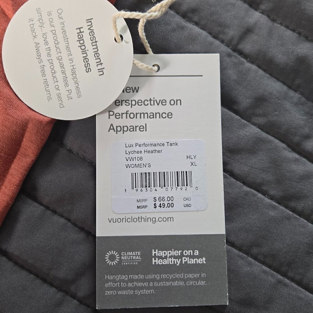 NWT Vuori Lux Performance Tank - XL Lychee Heather - Picture 6 of 7